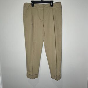 Trina Turk Pants Women’s 10 Pleated Khaki Beige Ankle‎ Trousers Stretch